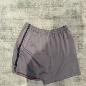 Gray Athletic Shorts with Black Stripe